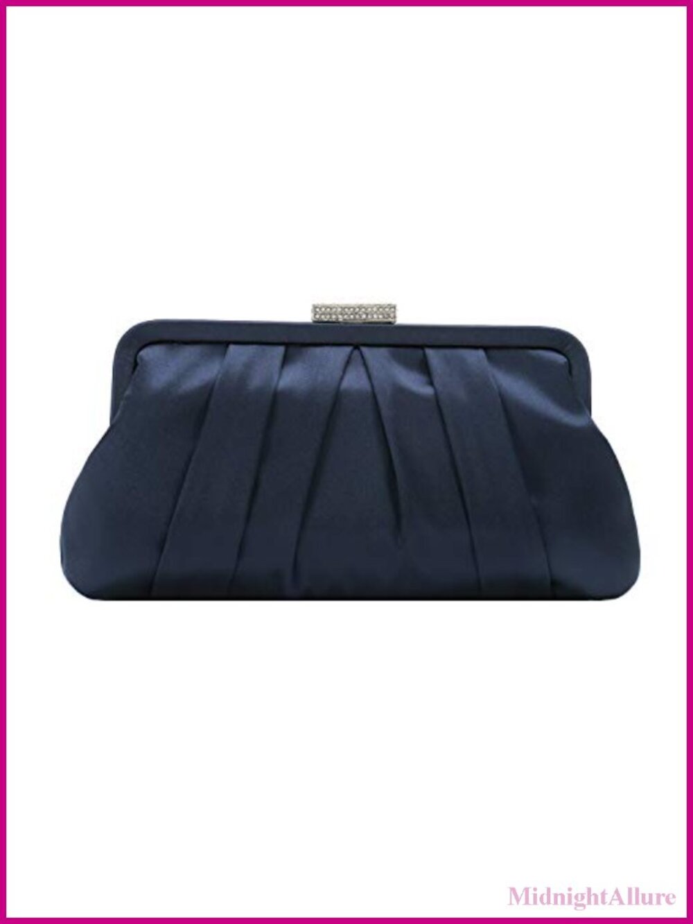 Pleated Satin Clutch Diamante Embellished Evening Bag Wedding Prom